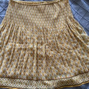 Gold with Light Blue and White Floral Skirt